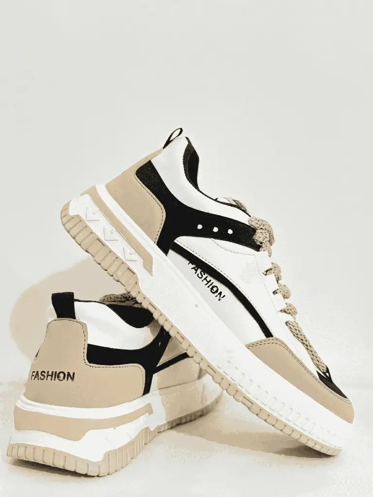 Stylish Beige & Black Casual Sneakers for Men