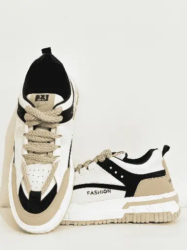 Stylish Beige & Black Casual Sneakers for Men