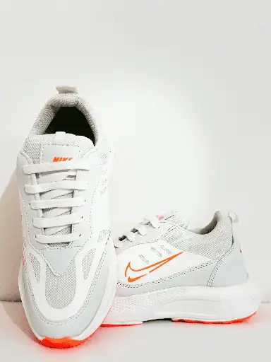 Zorvelia Men's White & Orange Performance Sneakers